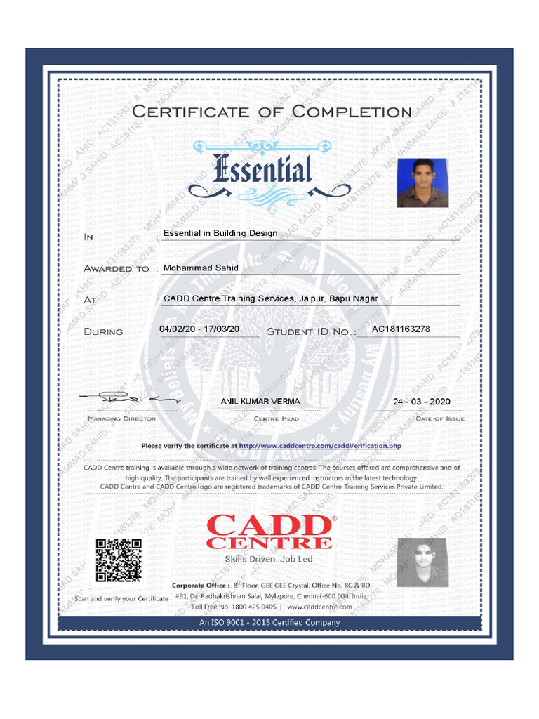 Caddcentre Certificate QUMxODExNjMyNzgtMjI2OTY | PDF