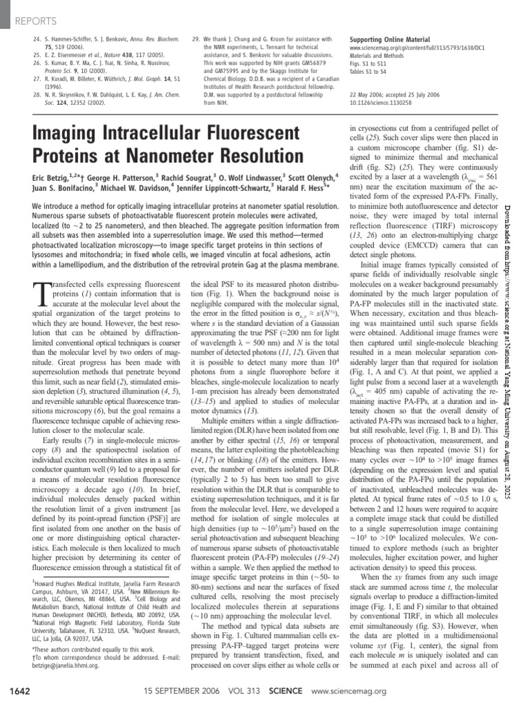 Superresolution Imaging of Proteins | PDF | Microscopy | Laboratory ...