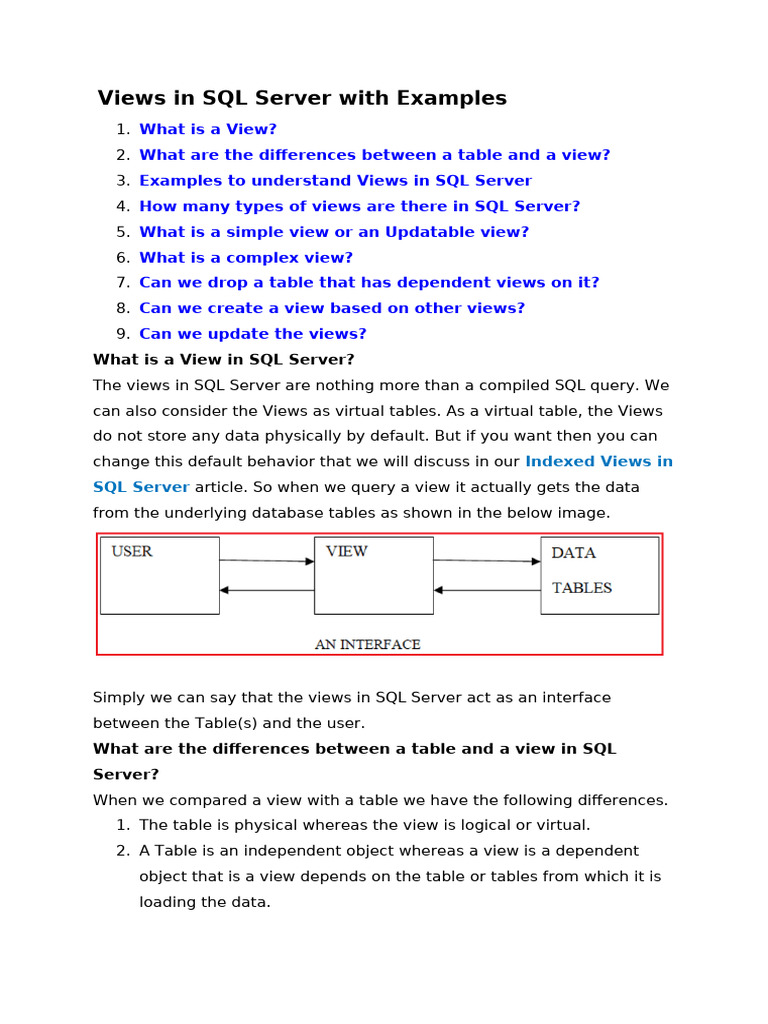 Understanding SQL Server Views Explained | PDF | Database Index ...