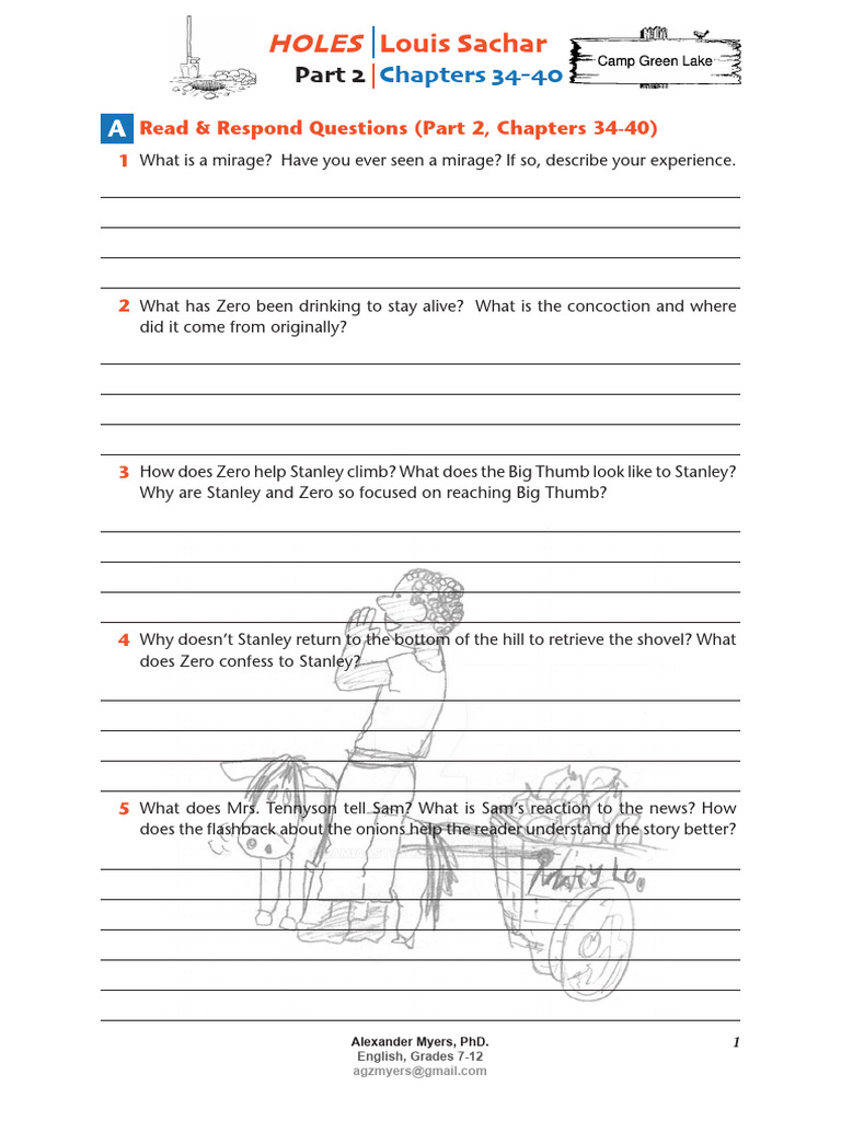 Holes Study Guide: Chapters 34-40 Analysis | PDF