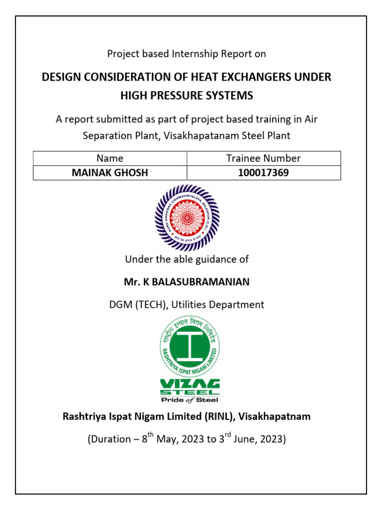 High Pressure Heat Exchanger Design Report | PDF | Heat Exchanger ...