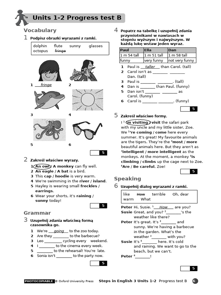 Steps in English 3 Units 1 2 Progress Test B | PDF
