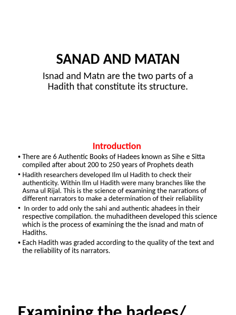Understanding Isnad and Matn in Hadith | PDF | Hadith | Muhammad