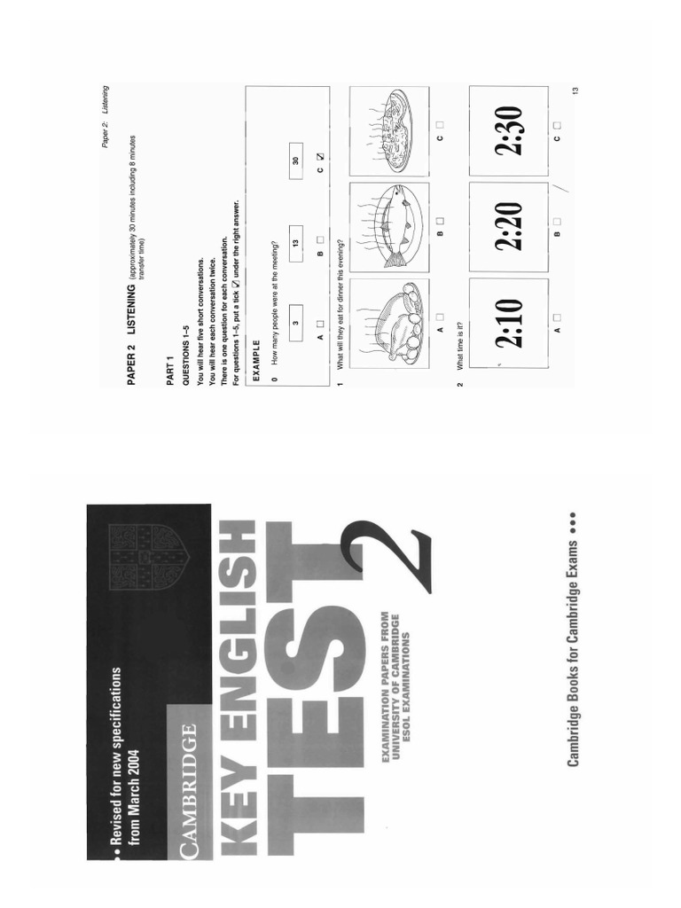 KET 2-Listening PART 1-4 (2 Pages Per Sheet) | PDF