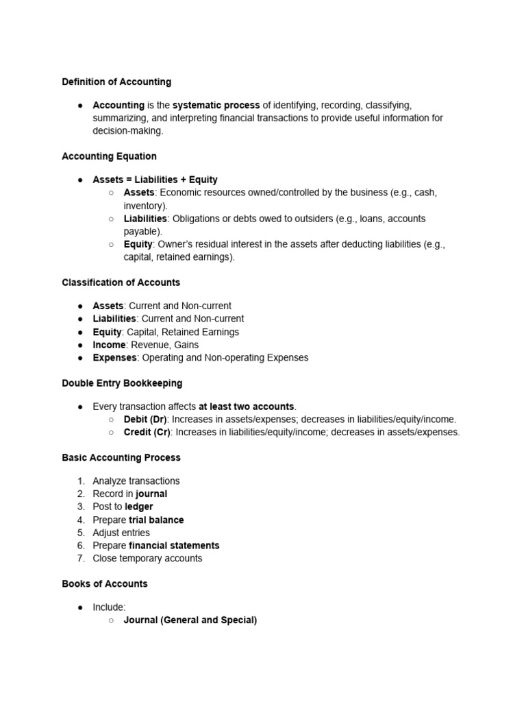 Comprehensive Accounting Overview Guide | PDF | Debits And Credits ...