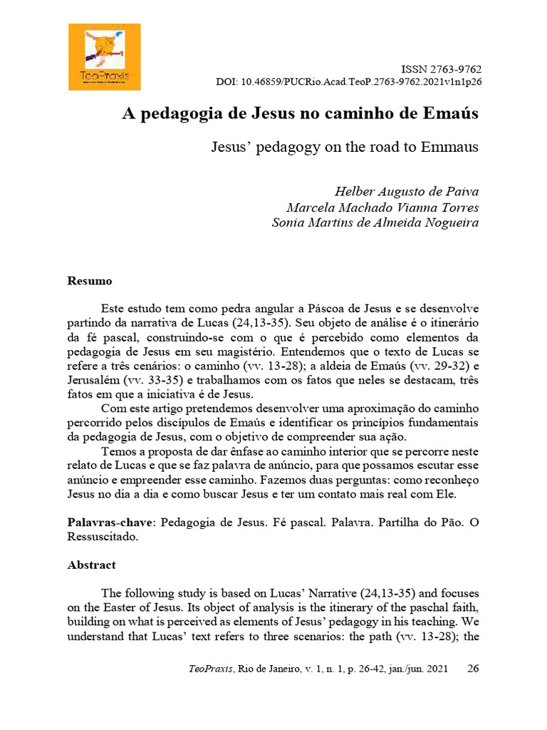Pedagogia de Jesus em Emaús | PDF | Eucaristia | Jesus