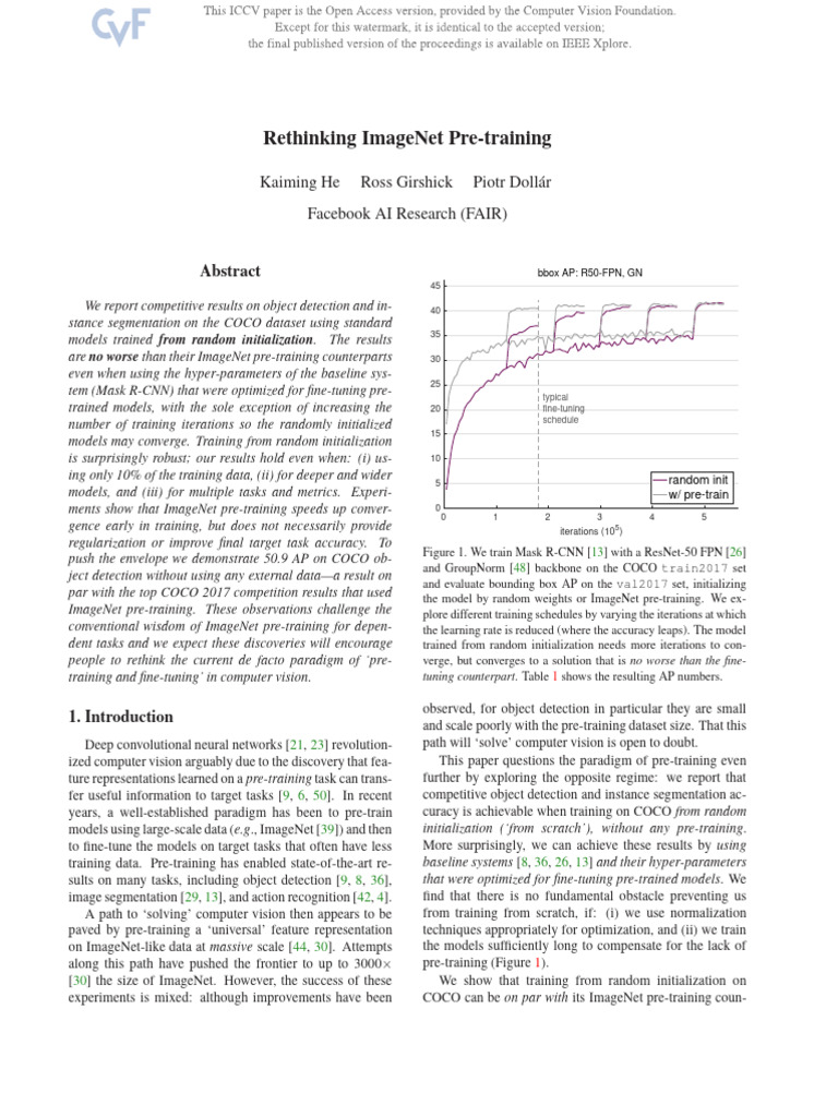 Rethinking ImageNet Pre-training in CV | PDF | Computer Vision | Image ...