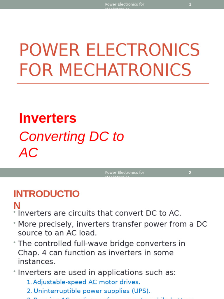 Inverter Basics for Mechatronics Systems | PDF | Power Electronics ...