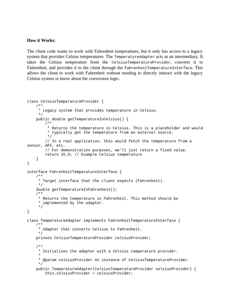 Celsius to Fahrenheit Adapter in Java | PDF | Fahrenheit | Temperature