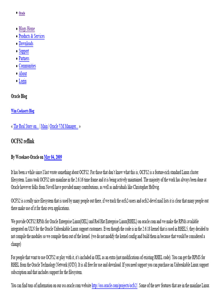 OCFS2 Reflink: Enhancing Oracle VM Storage | PDF | File System ...