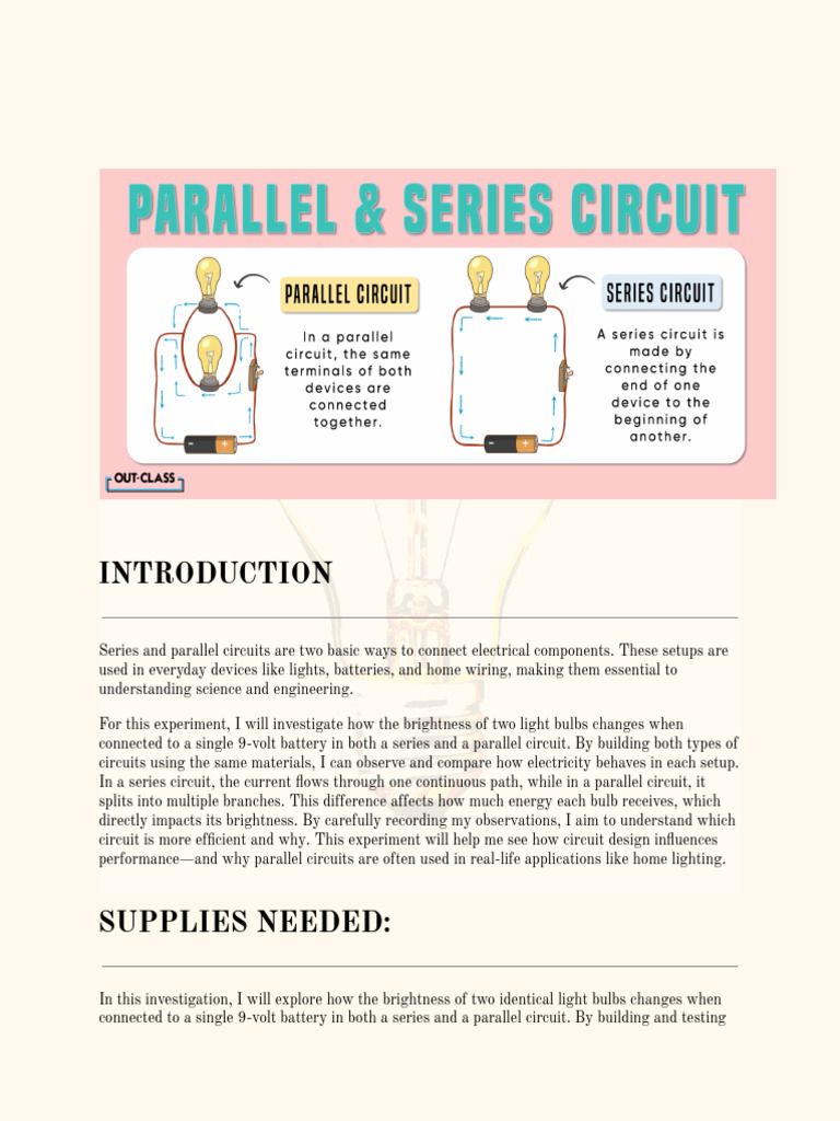 Brightness Comparison: Series vs. Parallel Circuits | PDF | Series And ...