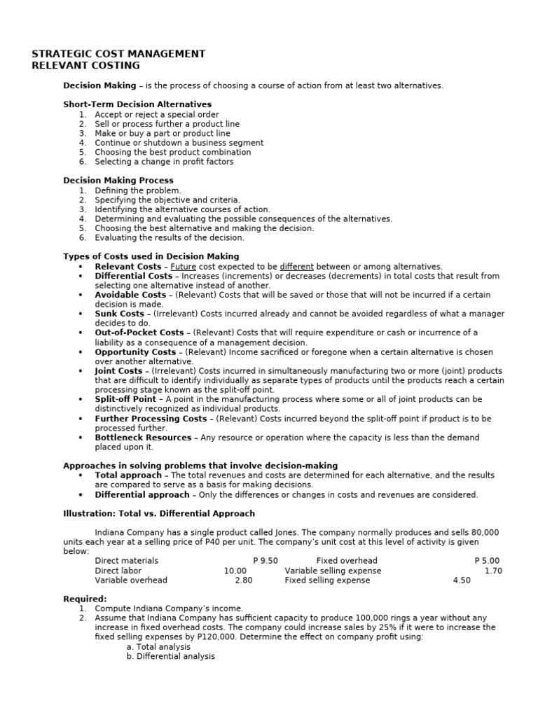 Strategic Cost Management for Decision Making | PDF | Opportunity Cost ...