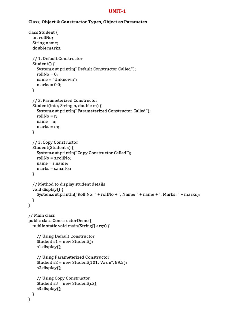 Java OOP Concepts: Classes, Inheritance, Exceptions | PDF | Constructor ...