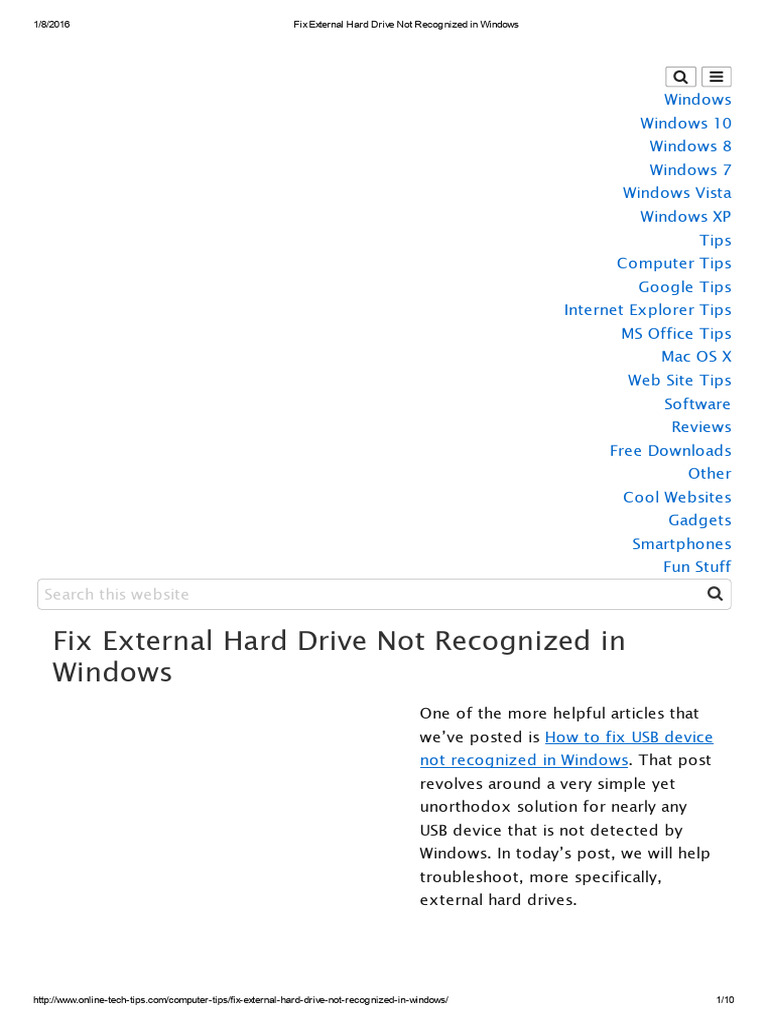 Fix External Hard Drive Recognition Issues | PDF | Microsoft Windows ...