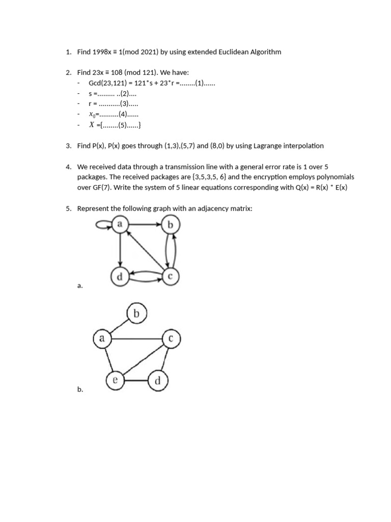 Advanced Algorithms and Graph Theory Tasks | PDF