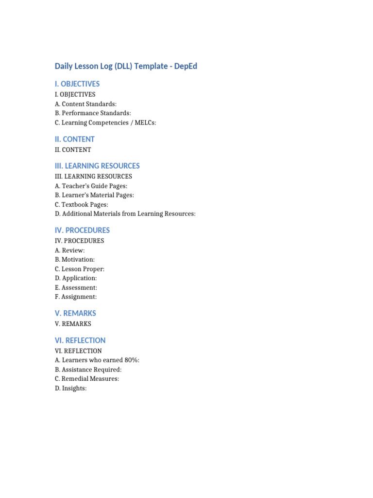 Daily Lesson Log Template for Teachers | PDF