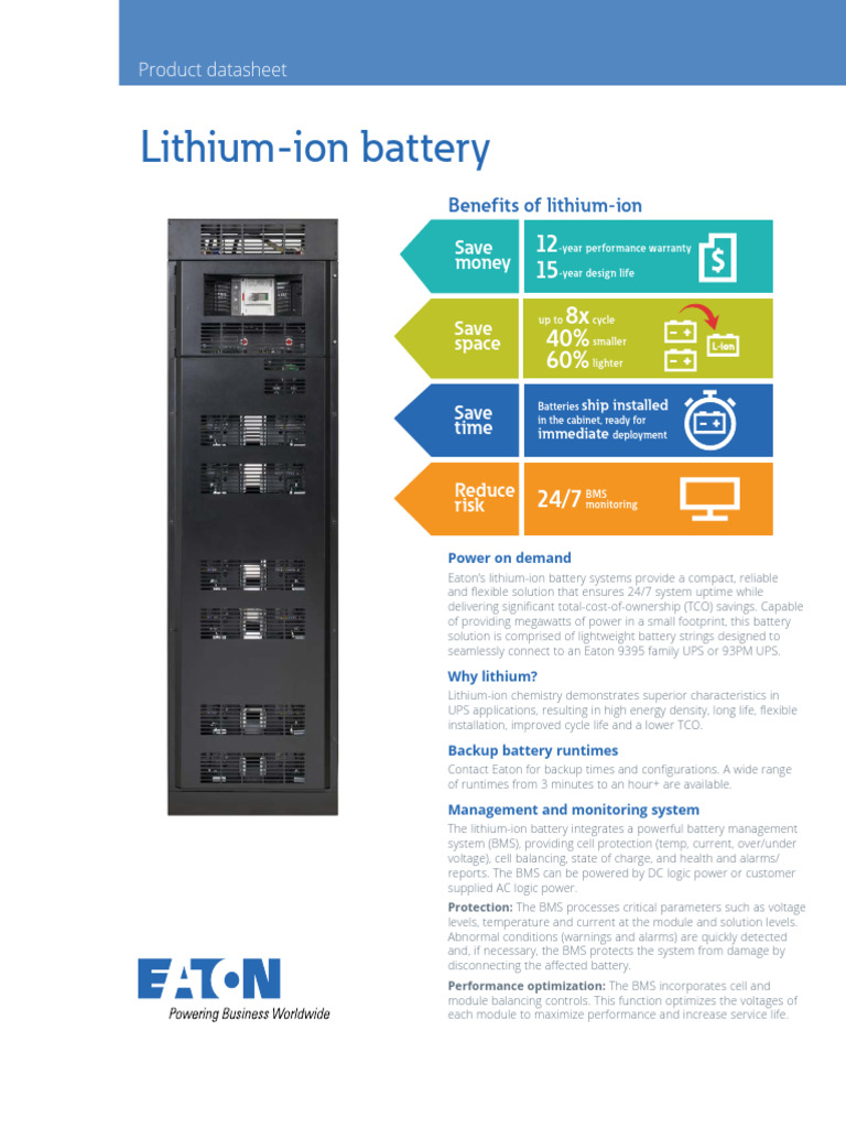 Eaton Lithium-Ion Battery Solutions | PDF | Lithium Ion Battery ...