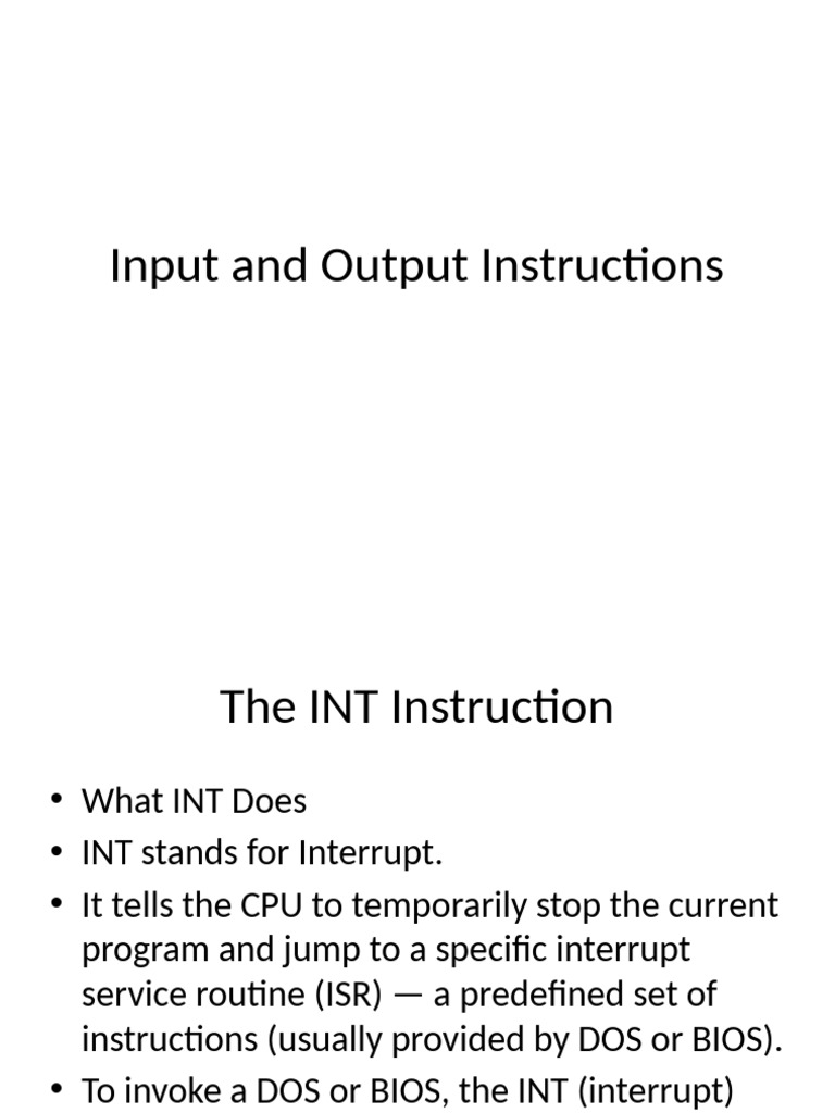 COAL Input Output Instructions - Assembly Language | PDF | Input/Output ...