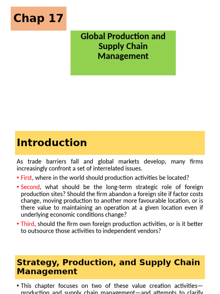 Global Production & Supply Chain Strategies | PDF | Supply Chain ...