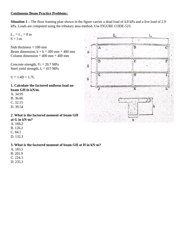 Continuous Beam and Slab Load Calculations | PDF | Beam (Structure ...