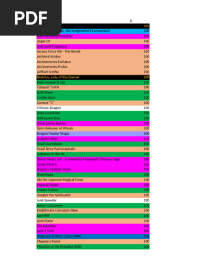 Comprehensive Yu-Gi-Oh! Card List | PDF