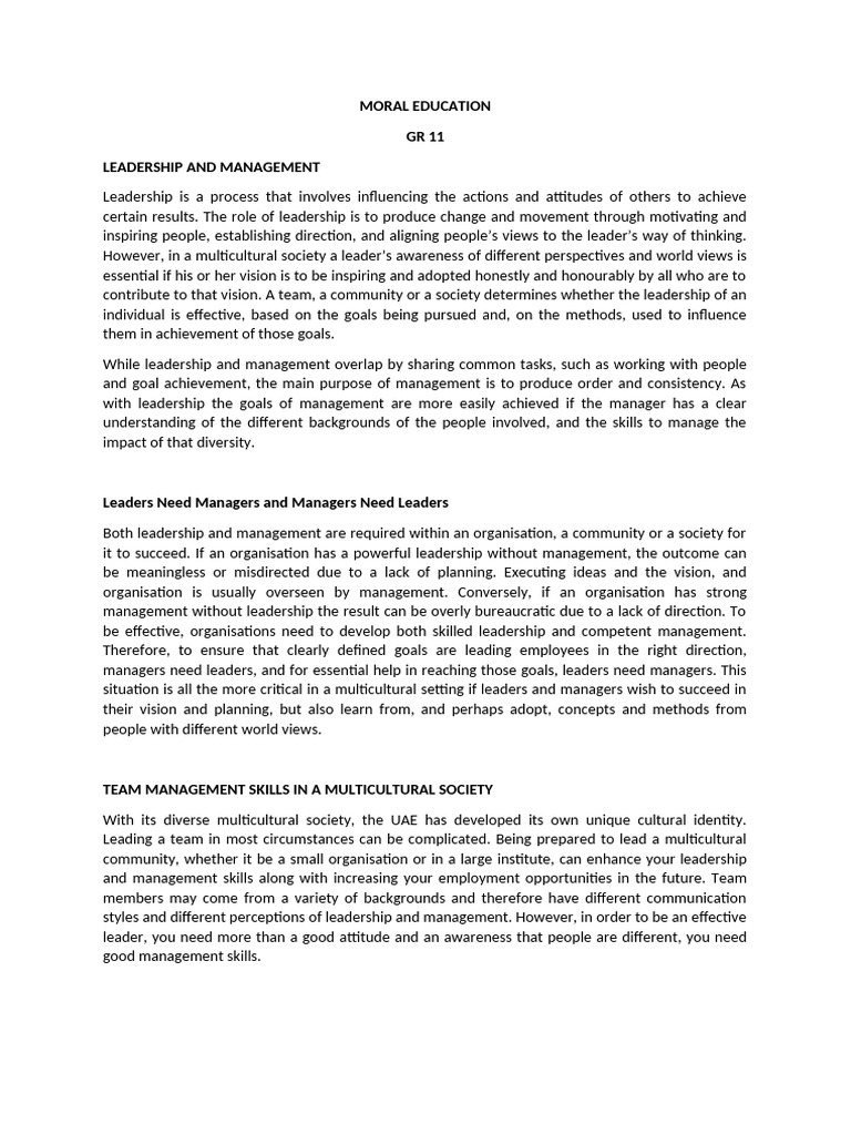 Leadership and Management in Multicultural Teams | PDF | Leadership | Goal