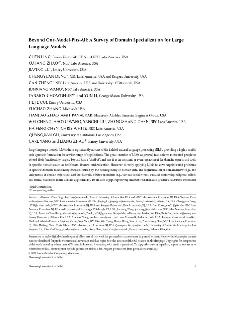 Beyond One Model Fits All A Survey of Do | PDF | Cognitive Science ...