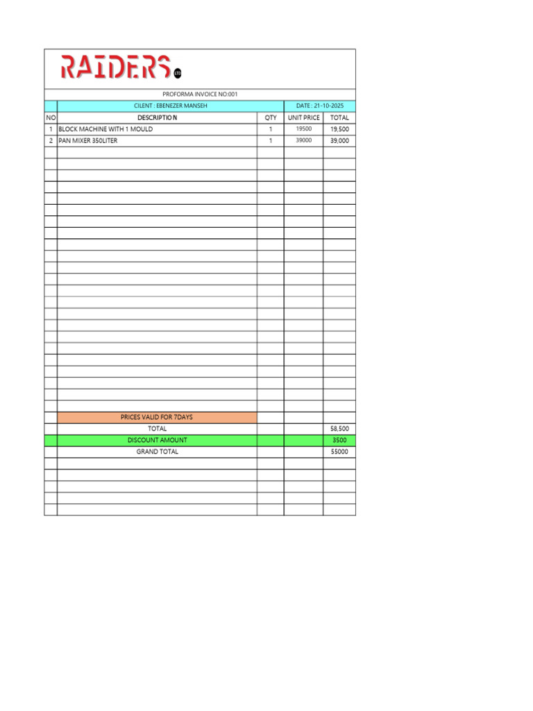 Ebenezer Proforma 21-10-2025 | PDF