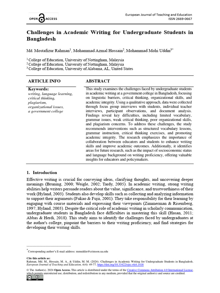 Academic Writing Challenges in Bangladesh | PDF | Constructivism ...