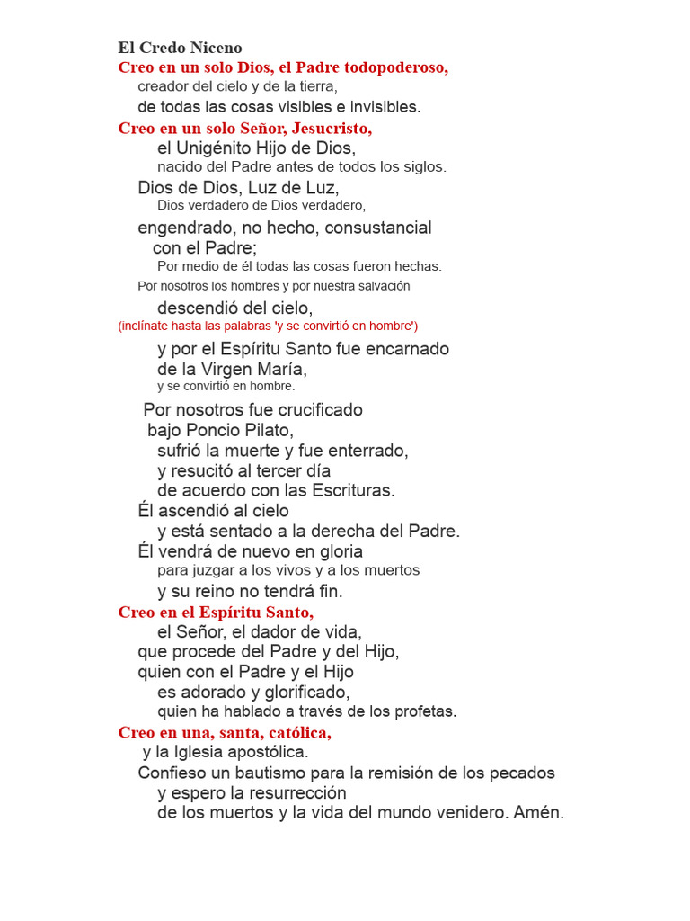 Credo Niceno: Fe Cristiana Esencial | PDF