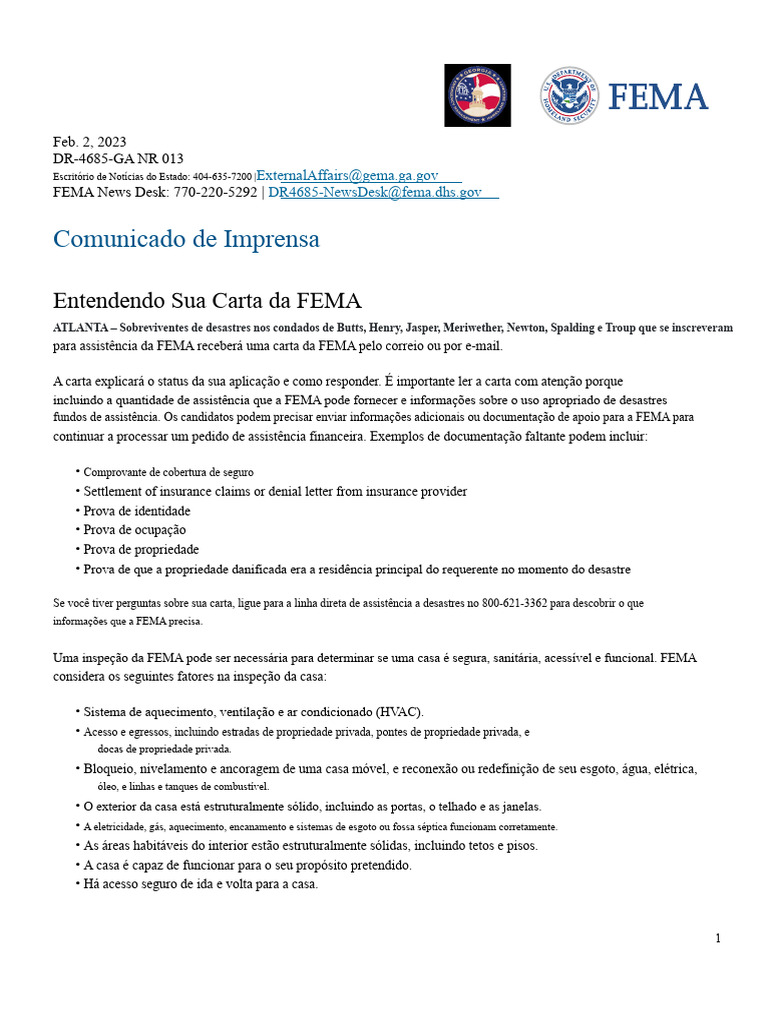 Entenda Sua Carta da FEMA em 2023 | PDF