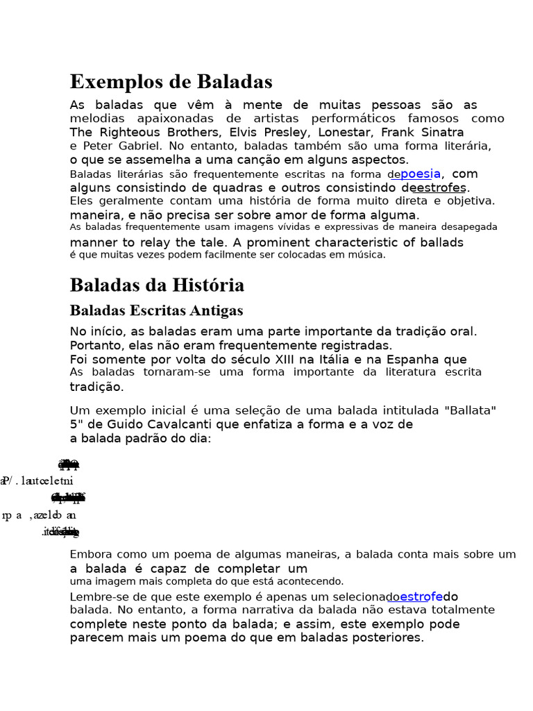Exemplos e Características de Baladas | PDF | Narrativa | Balada