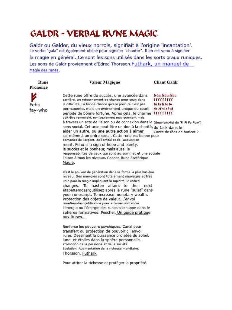 Magie des Runes et Incantations Galdr | PDF | Rune