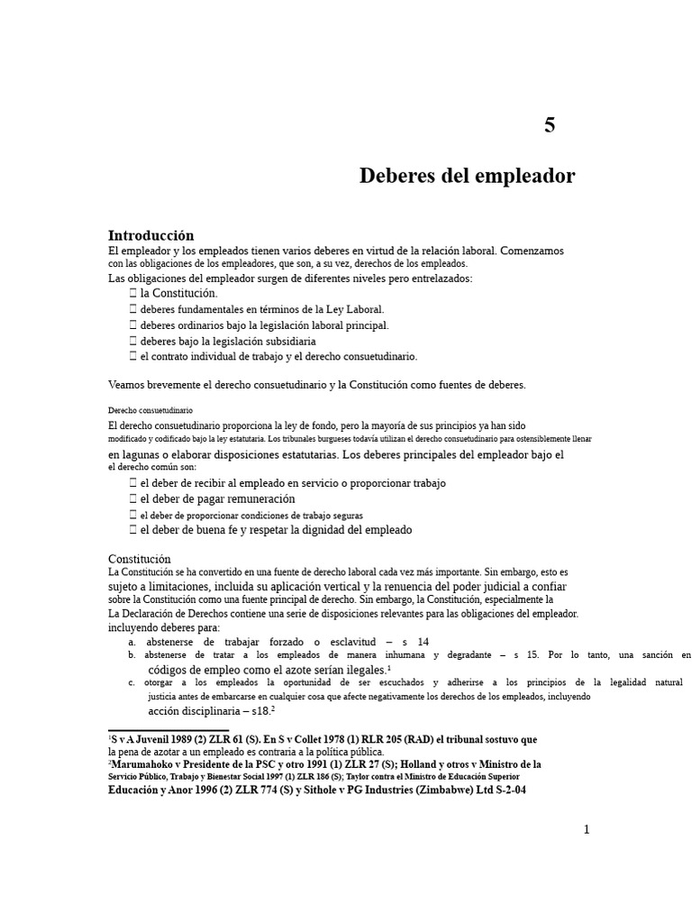 Deberes del Empleador en el Trabajo | PDF | Derecho laboral ...