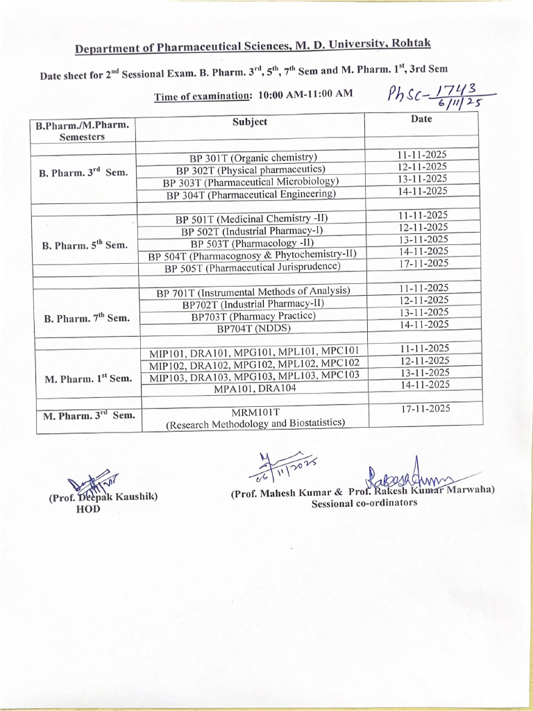 2nd Sessional Exam Notification | PDF