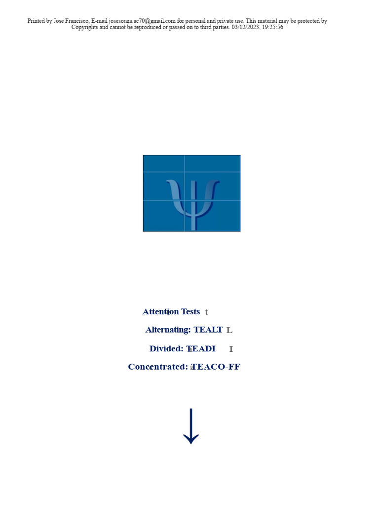 Attention Tests: TEALT, TEADI, TEACO-FF | PDF