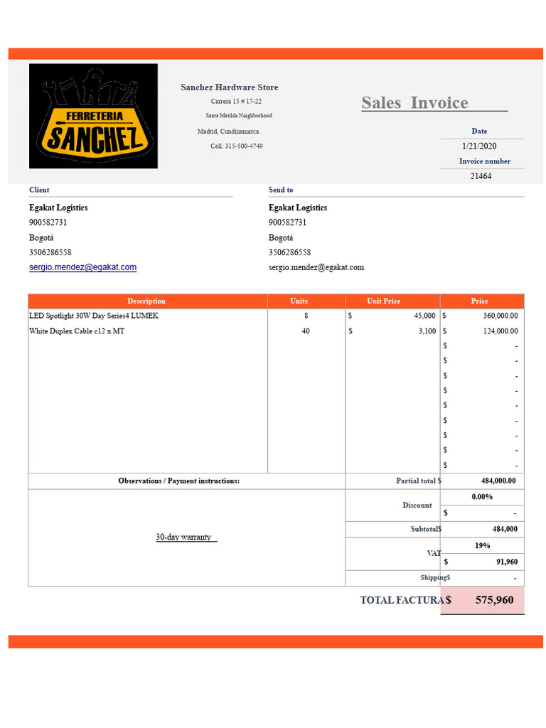 Invoice Template-Hardware Store | PDF | Invoice | Accounting