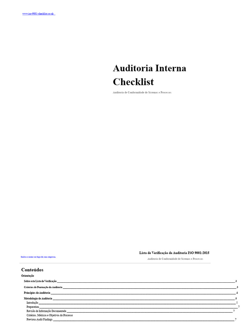 Checklist de Auditoria ISO 9001:2015 | PDF
