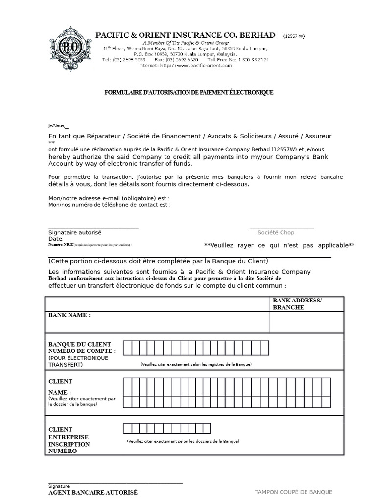 Formulaire d'Autorisation de Paiement Électronique | PDF