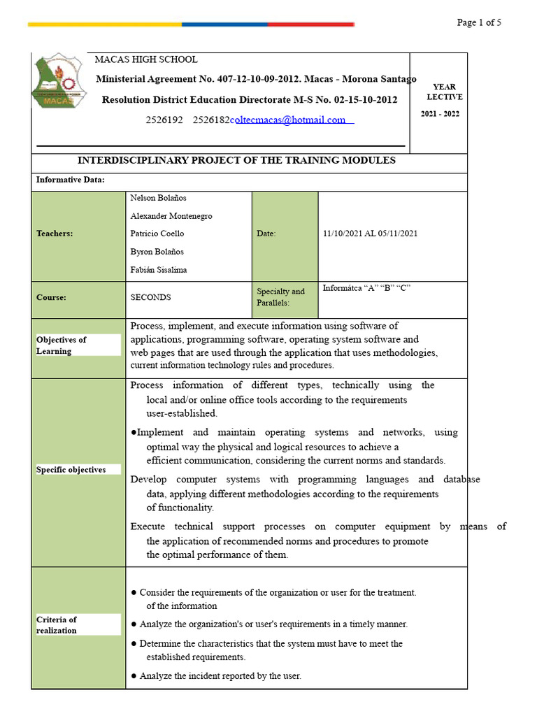 Interdisciplinary Computer Project Guide | PDF | Operating System ...