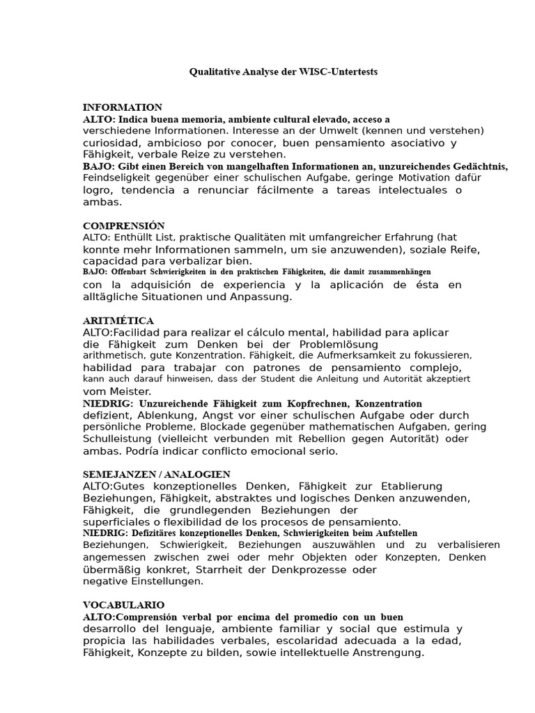 Qualitative Analyse Der WISC-Untertets | PDF