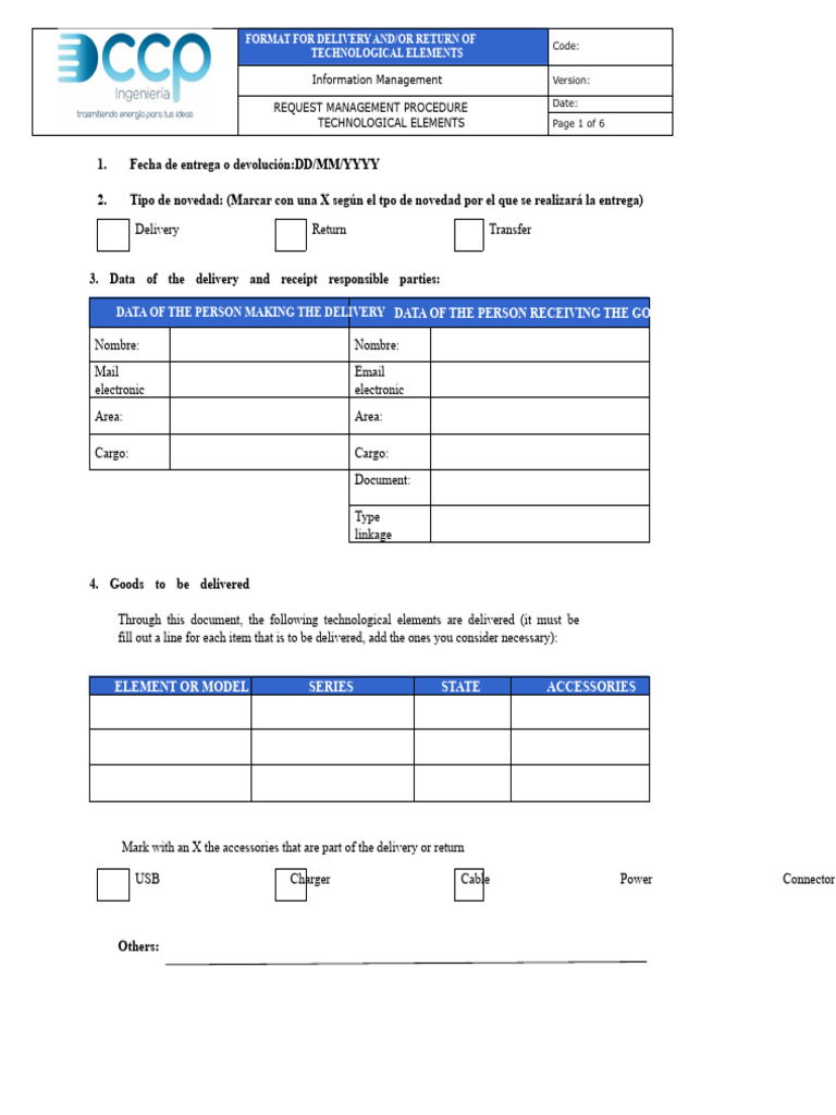 Delivery and Return of Tech Elements | PDF | Computing | Computer ...