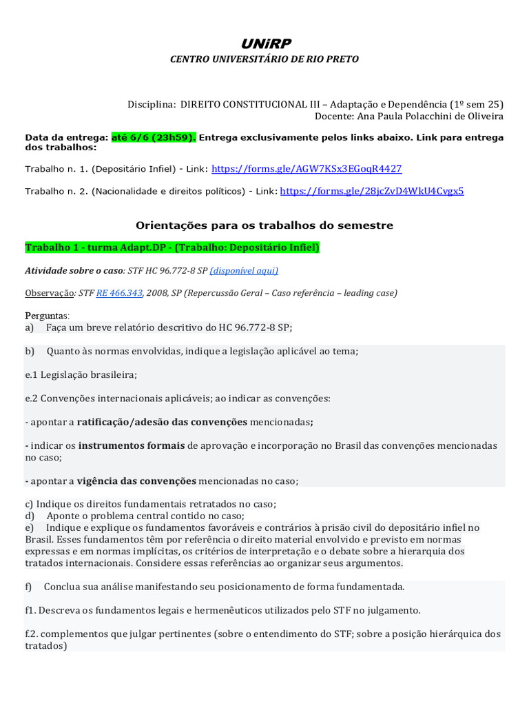 Trabalhos de Direito Constitucional III | PDF | Nacionalidade ...
