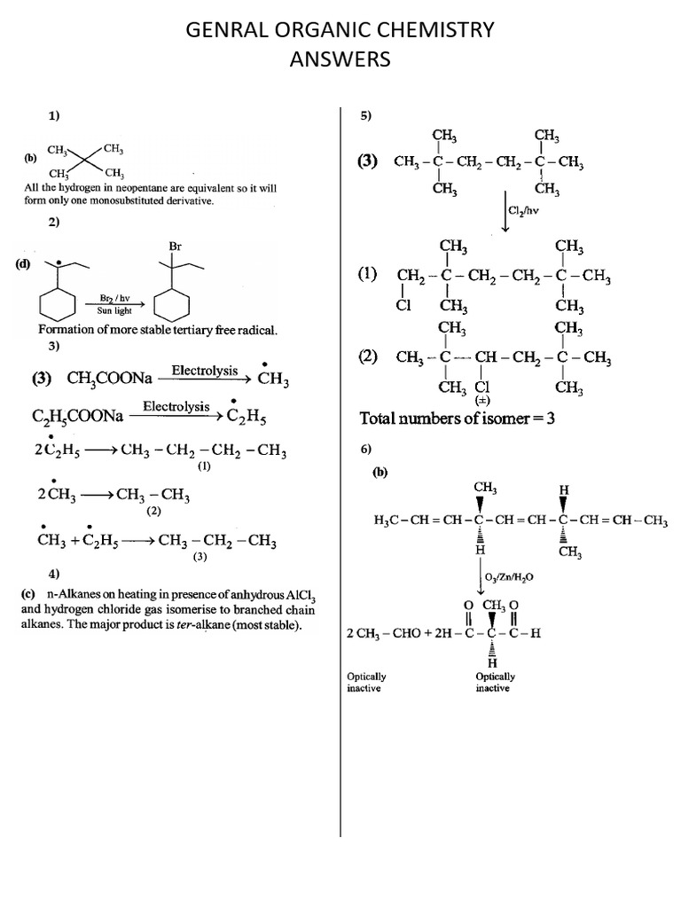 General Organic Chemistry Answers | PDF