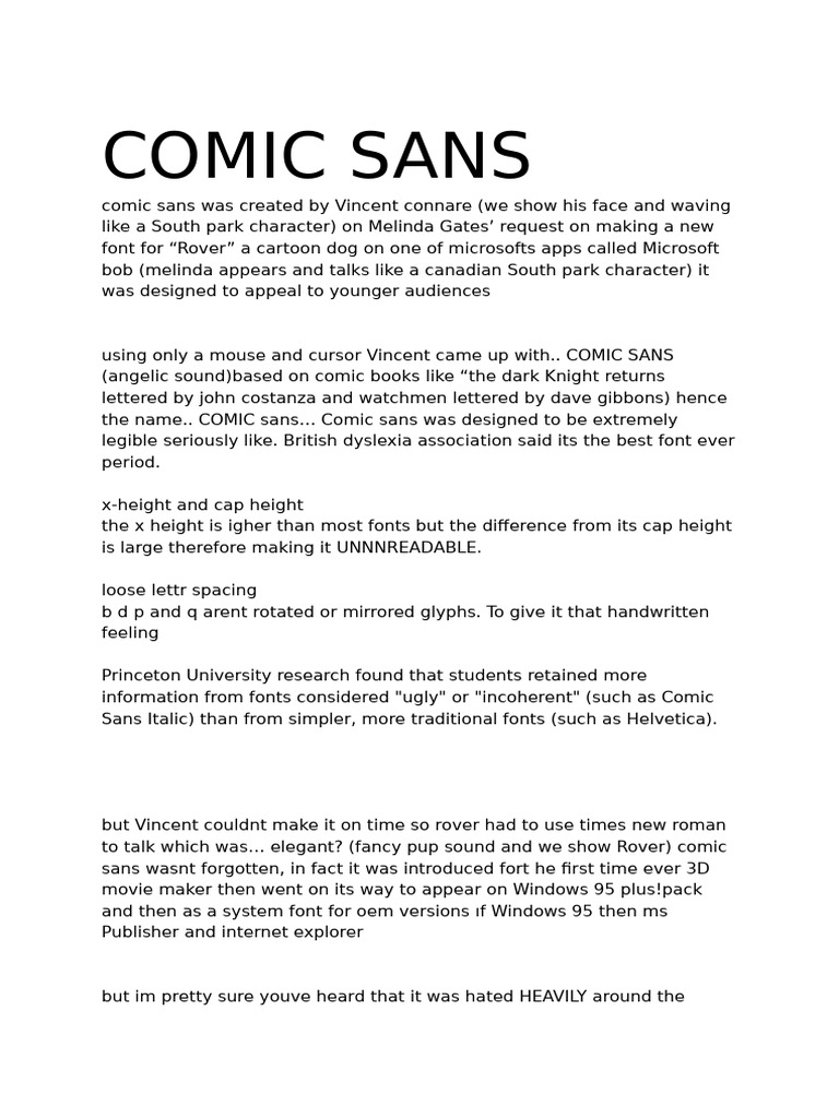 The History and Impact of Comic Sans | PDF