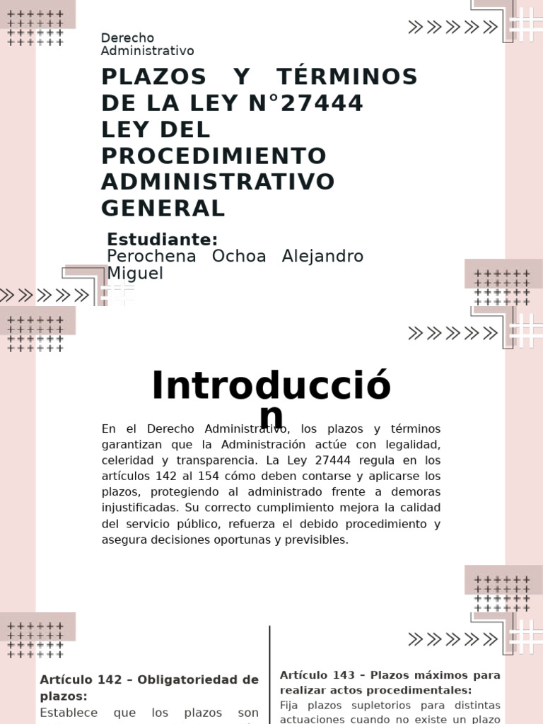 Plazos en la Ley N° 27444 de Procedimiento Administrativo | PDF ...