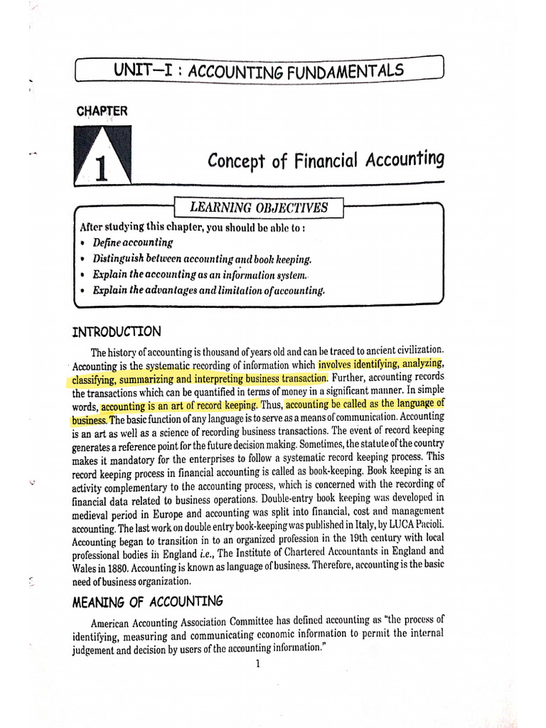 Concept of Financial Accounting | PDF
