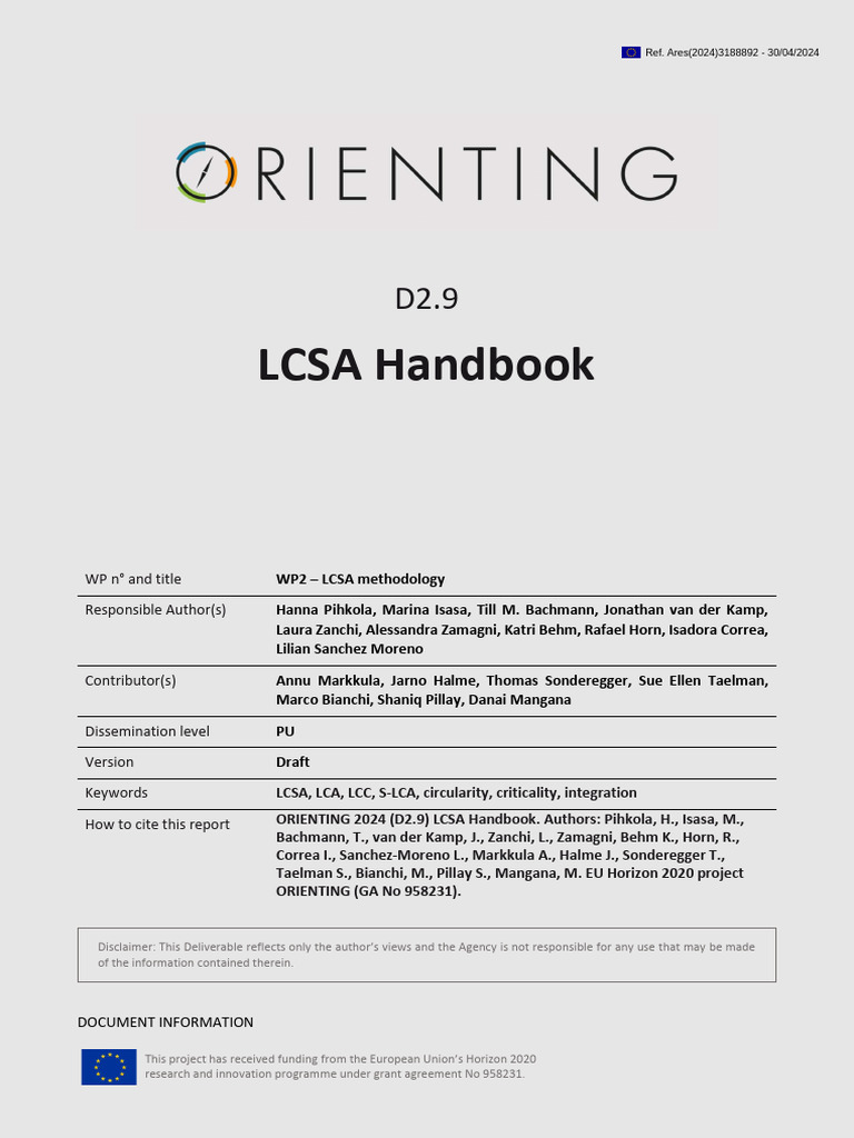 LCSA Handbook for Circular Economy | PDF | Life Cycle Assessment | Net ...
