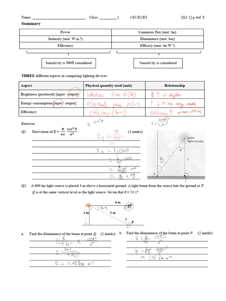 Lighting Device Comparison and Calculations | PDF | Lighting ...