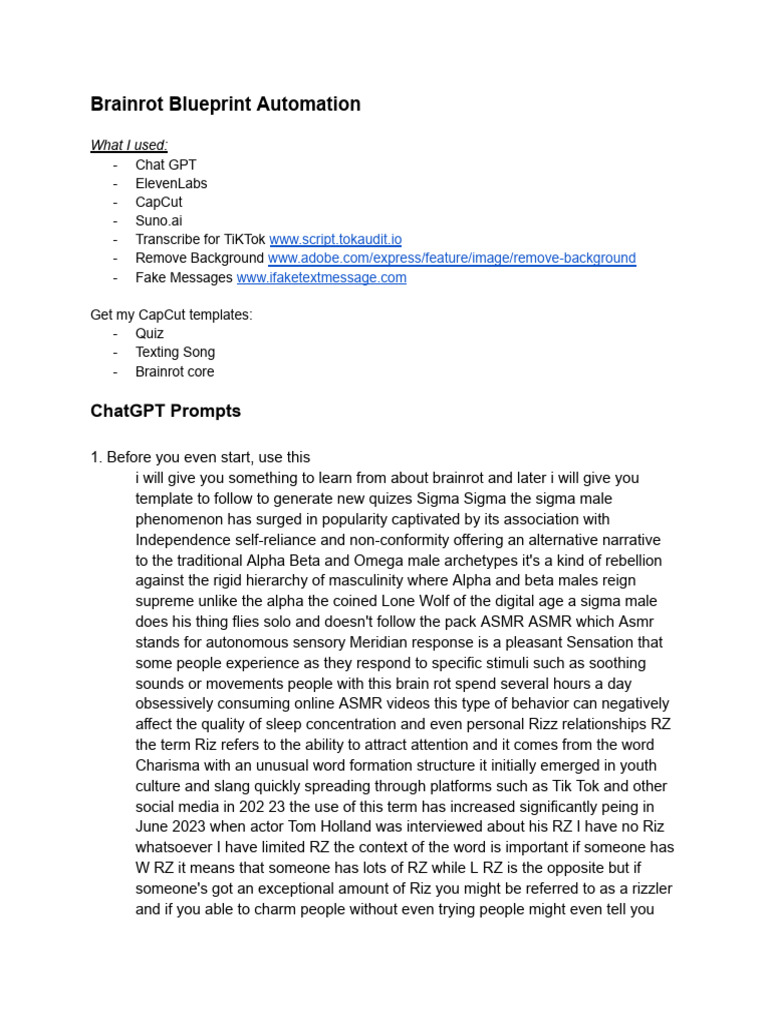 Brainrot Blueprint: Automation Tools Guide | PDF